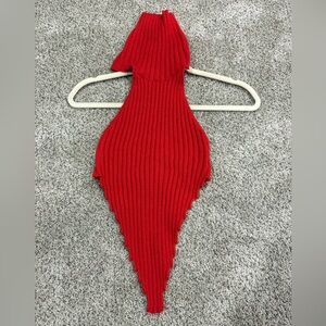 3 for $18 SALE Red Ribbed Knit Halter Top